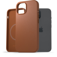 AlzaGuard Genuine Leather iPhone 15 Magsafe nyeregbarna tok (AGD-GLCM0005C) tok és táska