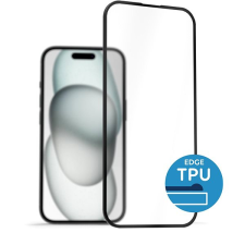 AlzaGuard Glass with TPU Frame iPhone 15 2.5D üvegfólia - fekete mobiltelefon kellék