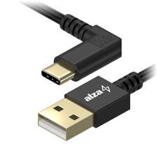 AlzaPower AluCore USB-C D90 1m, fekete kábel és adapter