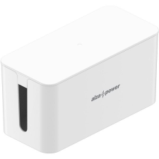 AlzaPower Cable Box Basic Small fehér kábel és adapter