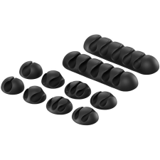 AlzaPower Cable Clips Mix, 10 db, fekete kábel és adapter