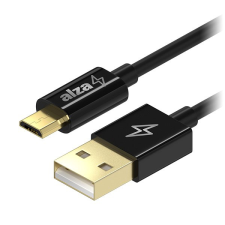 AlzaPower Core USB-A to Micro USB 1m, fekete kábel és adapter