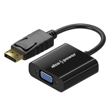AlzaPower DisplayPort (M) to VGA (F) 0,18m, fényes fekete kábel és adapter