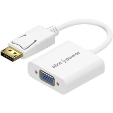 AlzaPower DisplayPort-ról (M) VGA-ra (F) 0,1m, fehér kábel és adapter