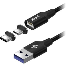 AlzaPower MagCore 2in1 USB-C + Micro USB, 5A, 1m fekete kábel és adapter
