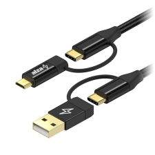 AlzaPower MultiCore 4in1 USB 60W 480Mbps 1m fekete kábel és adapter