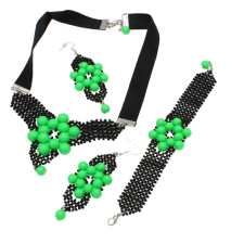 AMANDA - Swarovski gyöngy ékszerszett - Neon Green - zöld ékszer szett