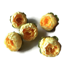 Amarillis Művirág - Sárga boglárka virágfej - 5 fej dekorációs kellék