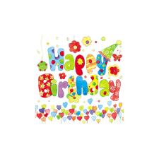 AMB.13307645 Happy Birthday papírszalvéta 33x33cm,20db-os papírárú, csomagoló és tárolóeszköz