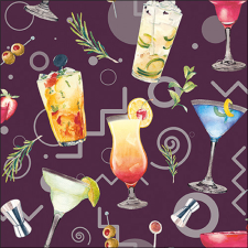 AMB.13317226 Cocktail Party Aubergine papírszalvéta 33x33cm, 20db-os higiéniai papíráru