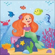 AMB.13318230 Mermaid papírszalvéta 33x33cm, 20db-os papírárú, csomagoló és tárolóeszköz