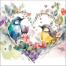 AMB.13318435 Loving birds papírszalvéta 33x33cm, 20db-os papírárú, csomagoló és tárolóeszköz