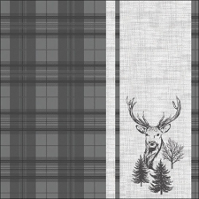  AMB.13320242 Deer plaid grey papírszalvéta 33x33cm, 20db-os papírárú, csomagoló és tárolóeszköz