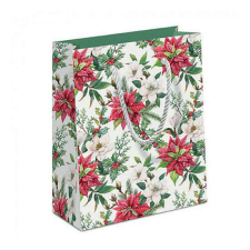  AMB.31218875 Christmas florals papír ajándéktáska 22x13x25cm ajándéktasak