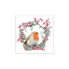  AMB.33315535 Robin In Wreath papírszalvéta 33x33cm, 20db-os asztalterítő és szalvéta