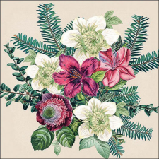  AMB.33318971 Azalea and helleborus cream papírszalvéta 33x33cm, 20db-os papírárú, csomagoló és tárolóeszköz