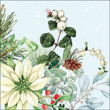  AMB.33318990 White poinsettia papírszalvéta 33x33cm, 20db-os papírárú, csomagoló és tárolóeszköz