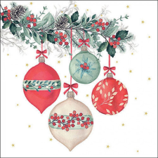  AMB.33319185 Berry baubles white papírszalvéta 33x33cm, 20db-os papírárú, csomagoló és tárolóeszköz