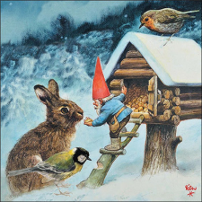  AMB.33319255 Gnome feeding animals papírszalvéta 33x33cm, 20db-os papírárú, csomagoló és tárolóeszköz