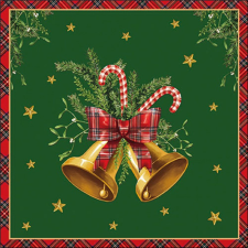  AMB.33320036 Scottish bells green papírszalvéta 33x33cm, 20db-os papírárú, csomagoló és tárolóeszköz