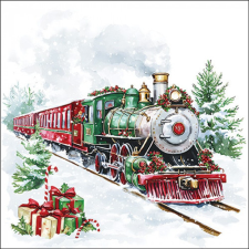  AMB.33320065 Christmas train papírszalvéta 33x33cm, 20db-os papírárú, csomagoló és tárolóeszköz