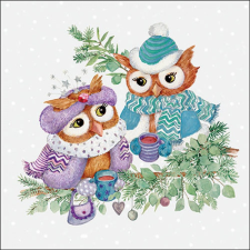  AMB.33320195 Winter owls papírszalvéta 33x33cm, 20db-os papírárú, csomagoló és tárolóeszköz