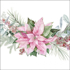  AMB.33320285 Pink poinsettia papírszalvéta 33x33cm, 20db-os papírárú, csomagoló és tárolóeszköz