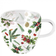  AMB.34416495 Winter greenery white duplafalú borosilicate üvegcsésze 0,25l konyhai eszköz