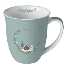 AMB.38419010 Little wood cabin sage porcelánbögre 0,4l bögrék, csészék
