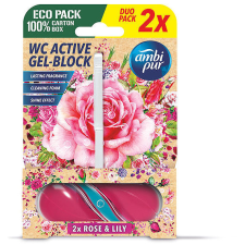 AMBI PUR WC Active blokk rózsa és liliom 2×45 g tisztító- és takarítószer, higiénia