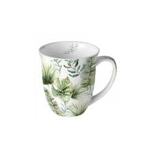 AMBIENTE AMB.18418215 Jungle leaves white porcelánbögre 0,4l bögrék, csészék