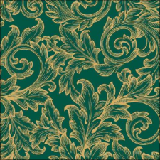 AMBIENTE Baroque Gold/Green papírszalvéta 33x33cm, 20db-os konyhai eszköz