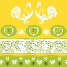 AMBIENTE Chicken Nature yellow/green papírszalvéta 33x33cm,20db-os konyhai eszköz