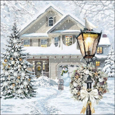 Ambiente Christmas house papírszalvéta 33x33cm, 20db-os papírárú, csomagoló és tárolóeszköz