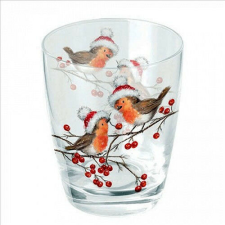 Ambiente Christmas robins white üvegpohár 0,25l üdítős pohár