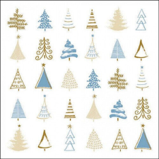 Ambiente Christmas tree doodles blue papírszalvéta 33x33cm, 20db-os papírárú, csomagoló és tárolóeszköz