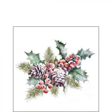 AMBIENTE Holly and Berries papírszalvéta 25x25cm, 20db-os konyhai eszköz