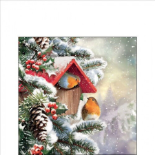 Ambiente House with robins papírszalvéta 25x25cm, 20db-os papírárú, csomagoló és tárolóeszköz