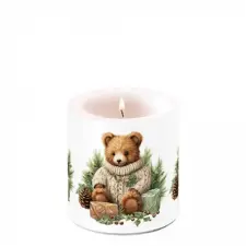 AMBIENTE Karácsonyi átvilágítós gyertya 8x7,5cm Cuddle bear karácsonyi dekoráció
