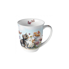 AMBIENTE Kittens in flower field nagy cicás porcelánbögre 0,4l bögrék, csészék