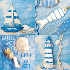 AMBIENTE Love at Sea papírszalvéta 33x33cm,20db-os konyhai eszköz