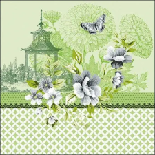 AMBIENTE Pagode Green papírszalvéta 33x33cm, 20db-os konyhai eszköz