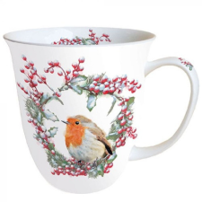 AMBIENTE Robin In Wreath porcelánbögre 0,4l bögrék, csészék