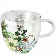 Ambiente White poinsettia duplafalú borosilicate üvegcsésze 0,25L konyhai eszköz