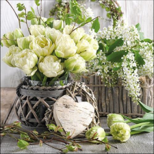 AMBIENTE White Tulips papírszalvéta 33x33cm, 20db-os konyhai eszköz