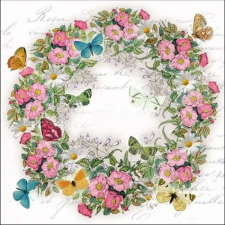 AMBIENTE Wreath of Flowers papírszalvéta 33x33cm, 20db-os konyhai eszköz