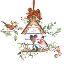 AMBIENTE X-mas Birdhouse papírszalvéta 33x33cm, 20db-os papírárú, csomagoló és tárolóeszköz