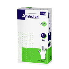 Ambulex Latex Púderes Gumikesztyű &quot;M&quot; 100 db védőkesztyű