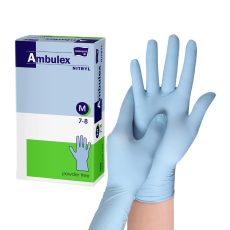  AMBULEX nitril gumikesztyű púdermentes kék M, 100db/doboz