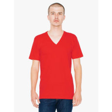 AMERICAN APPAREL AA2456 unisex V-nyakú pamut póló American Apparel, Red-L